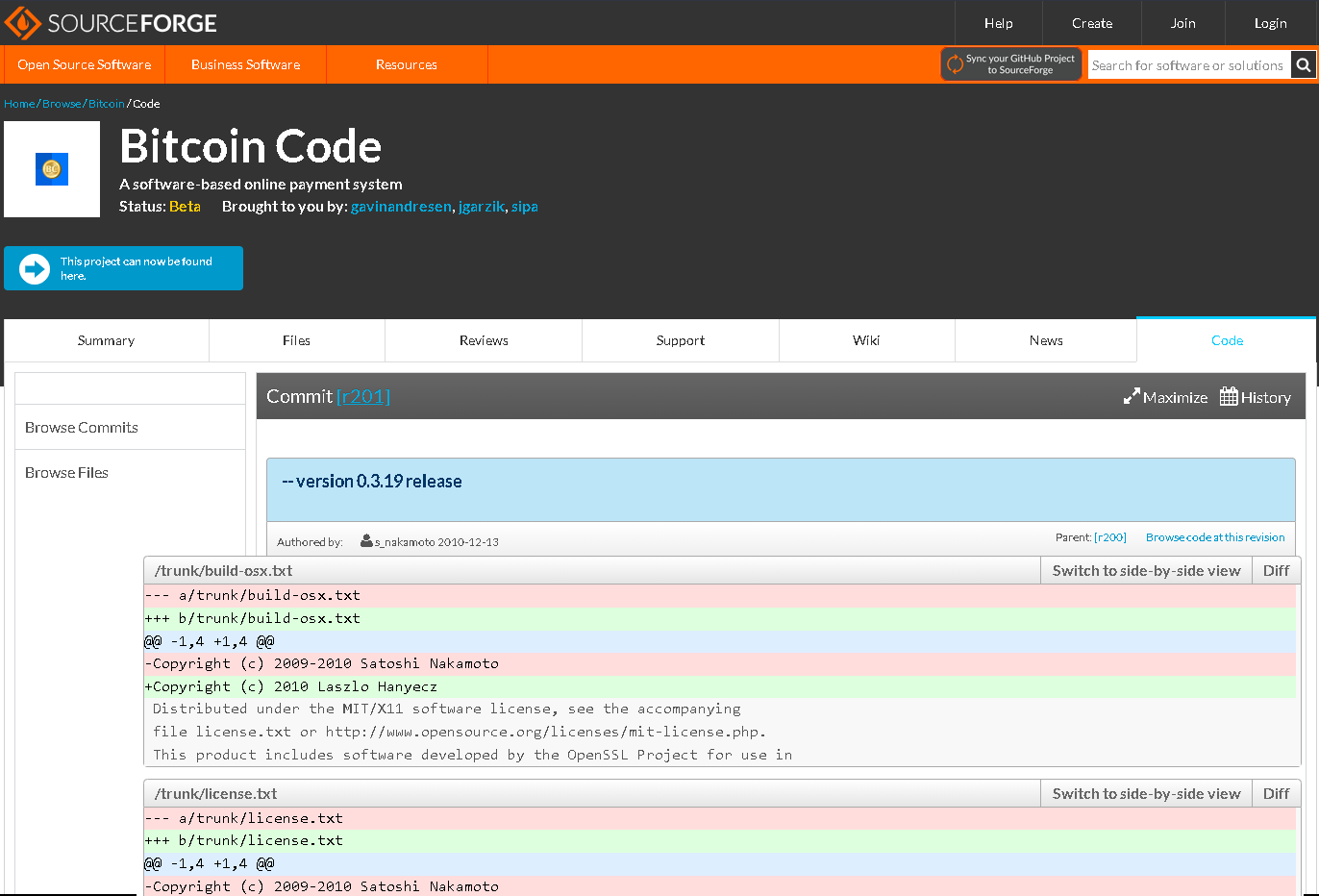 Mise à jour du code Bitcoin